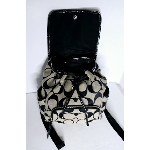 Coach Signature Brown & Tan Canvas Backpack F21928 with Coach Wristlet Beautiful - Picture 4 of 16